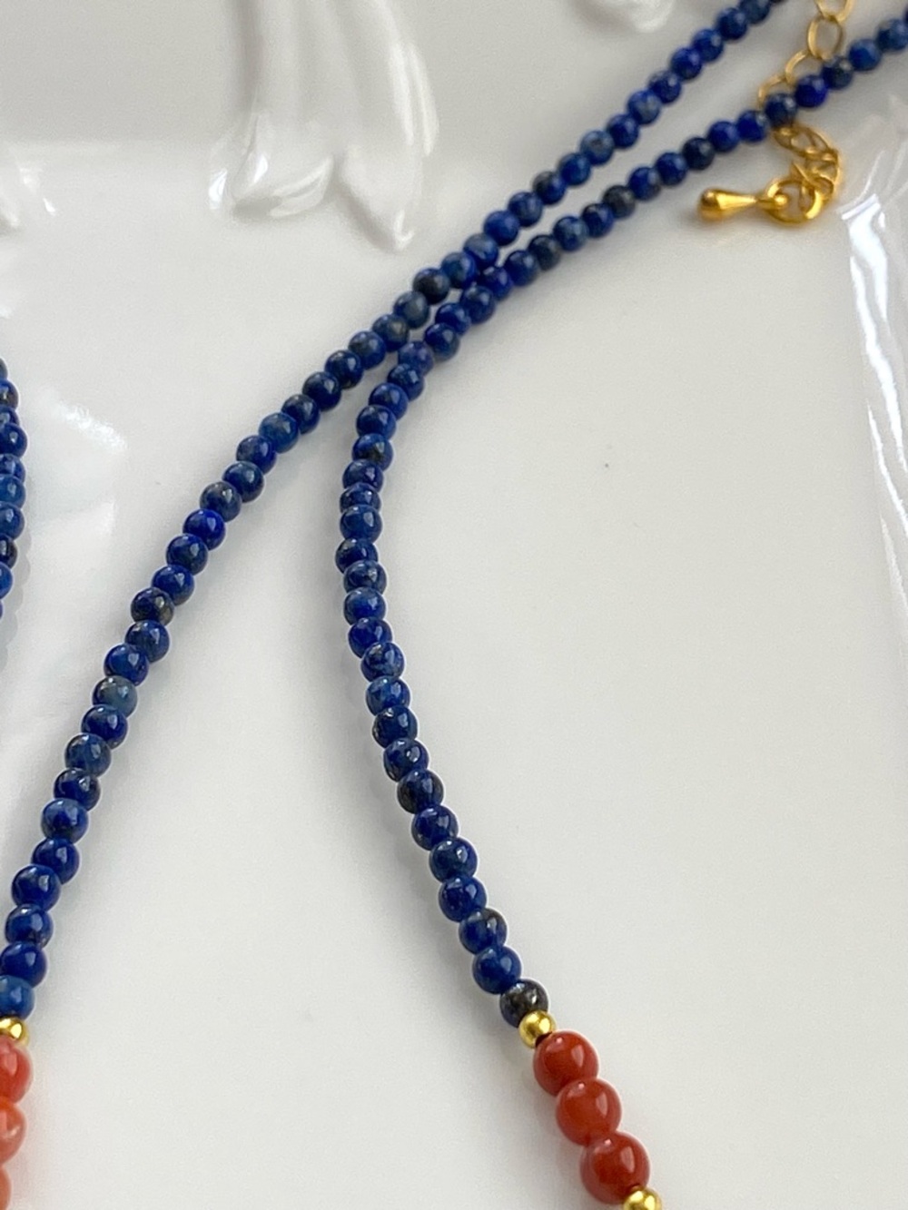 GP59-Lapis Lazuli, Red Agate And Edison Pearl Necklace - Picture 11 of 15